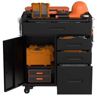 Rolling Tool Cabinet Heavy Duty Garage Storage With Lockable Doors & Drawers