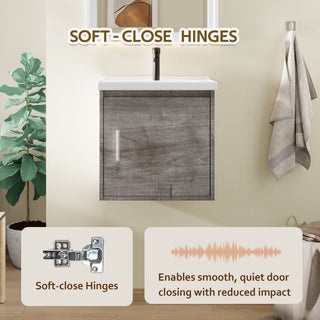 Floating Bathroom Vanity Combo, Wall Mounted Cabinet With Sink & Soft Close Doors For Small Bathrooms