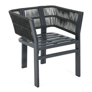 7 Piece Outdoor Dining Set With Table And 6 Chairs - Black / Teak / Gray