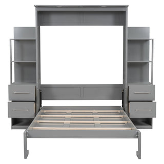 Murphy Wall Bed With LED Lights, Shelves And Drawers