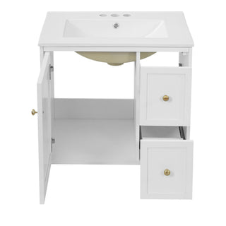 Wall-Mounted Bathroom Vanity Set With Sink, 2 Drawers And Soft-Close Door