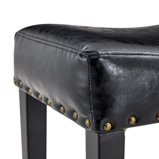 Bar Stool With Brass Nailhead Trim (Set of 2) - Black