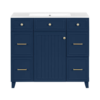 Bathroom Vanity With Ceramic Sink, Soft Close Doors, Adjustable Shelves