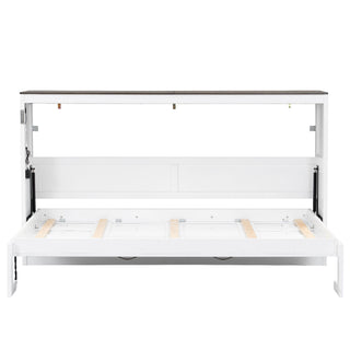 Murphy Bed With LED Light, Foldable Wall Bed Cabinet