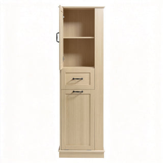 Modern Tall Storage Cabinet With Tilt-Out Compartment, Adjustable Shelves
