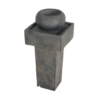 Minimalist Column Fountain With LED Lighting, Outdoor Decor For Patio, Porch And Garden - Gray