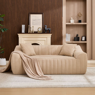 Oversized 2 Seater Loveseat With 2 Decor Throw Pillows, Deep Seat Sofa For Living Rooms