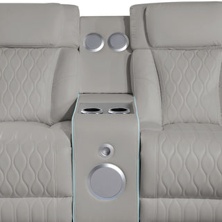 Electra - Power Recliner Sectional Sofa With Power Headrests, Console Loveseats, Wedge, LED Light Strip, Speakers
