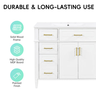 Bathroom Vanity With Sink, 4 Drawers, 2 Doors
