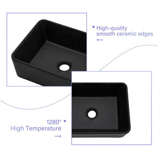 Sleek Ceramic Rectangular Vessel Bathroom Sink
