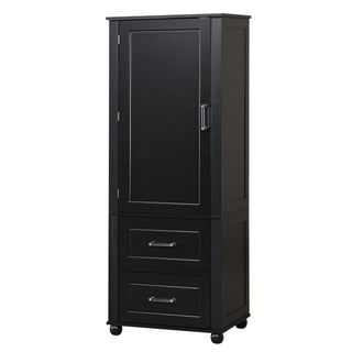 Tall Freestanding Bathroom Storage Cabinet With 2 Drawers And Adjustable Shelf