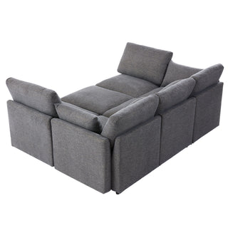 Sectional Sofa Modular U-Shaped With Ottoman & USB Ports