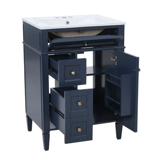 Bathroom Vanity With Top Sink, Storage Cabinet With 2 Drawers And Tip-Out Drawer