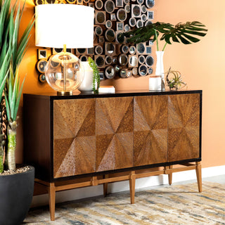 Capri - 4 Door Accent Cabinet - Brown / Gold