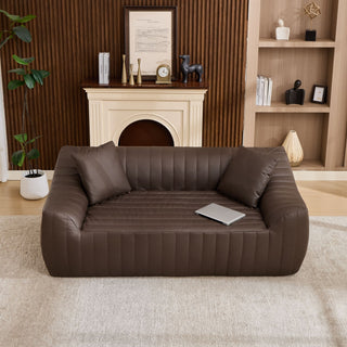 Oversized 2 Seater Loveseat With 2 Decor Throw Pillows, Deep Seat Sofa For Living Rooms
