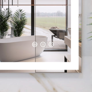 LED Bathroom Vanity Mirror Wall Mounted Adjustable / Warm / Natural Lights Anti-Fog Touch Switch With Memory Modern Smart Large Bathroom Mirrors