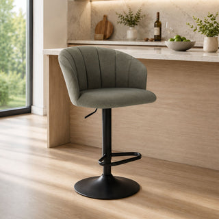 Swivel Bar Stool With Curved Upholstered Backrest And Footrest - Green