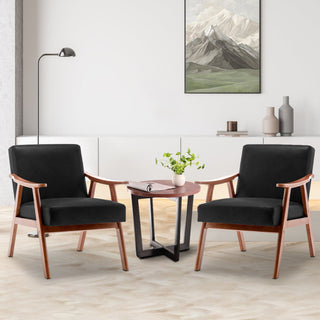 Mid Century Modern Accent Chair With Solid Wood Frame And Extra Thick Backrest