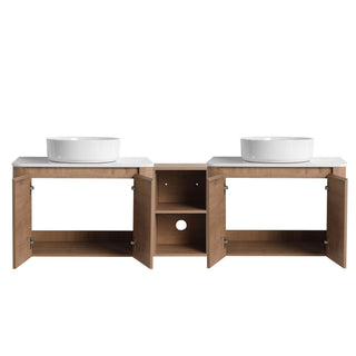 Wall Mounted Bathroom Vanity With Art Sink, 1 Storage Shelf, Soft Close Door