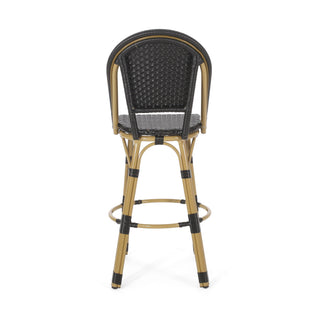 Outdoor Rattan And Aluminum French Barstools (Set of 2)