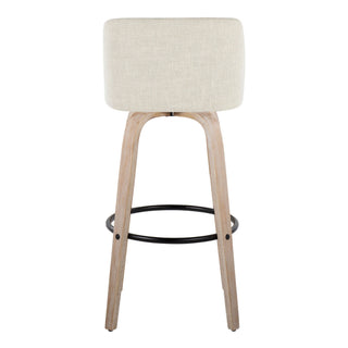 Toriano - Contemporary Fixed Height Barstool Swivel And Round Footrest (Set of 2)