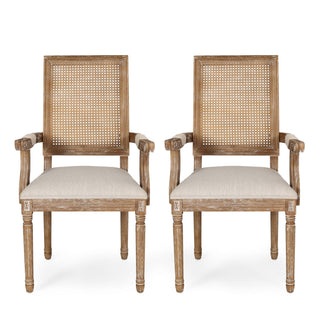 Upholstered Dining Chair With Cane Backrest