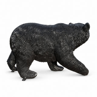 Bear Garden Statue, Walking Animal Sculpture With 2 Ground Stakes For Outdoor Decor - Black