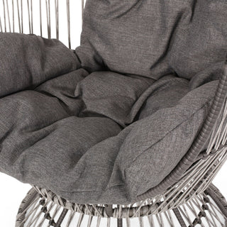 Patio Swivel Basket Egg Chair With Cushion