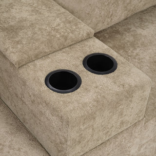 Modular 5 Seat U-Shape Sectional Sofa With Chaise Lounge, Built In Cup Holders And Storage Drawer
