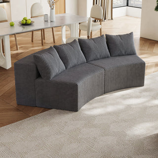 Curved Sectional Sofa With 4 Pillows, Modular Semi Circular Design