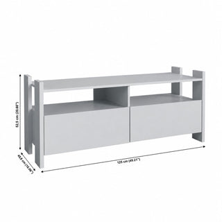 TV Stand For TVs Up To 55" With Open Shelves And 2 Drawers - White