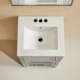 Fully Assembled 18'' Freestanding Single Bathroom Vanity With Ceramic Top - Gray