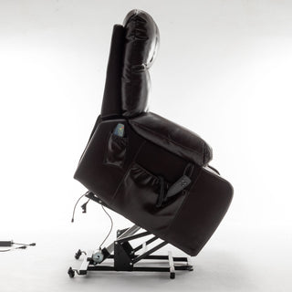 Lift Chair With Heat & Massage, 2 Pockets, 2 Cup Holders, Dual Remote - Wine Red