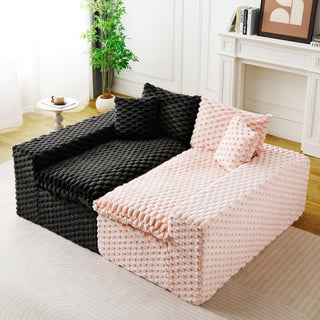 Multifunctional Sofa Pink Black, Fits 4 People
