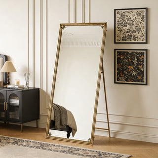 Full Length Mirror With Stand, Floor Standing Dressing - Antique Gold