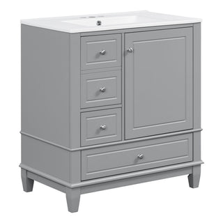 Freestanding Bathroom Vanity With Sink, Soft Close Door, 3 Drawers