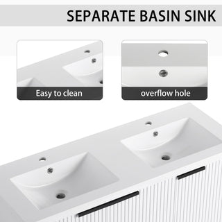 Contemporary Wall Mounted Bathroom Vanity With Resin Double Sink