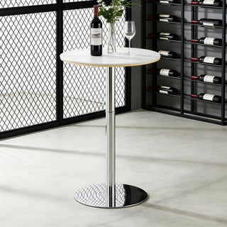 Circular Bar Table - White / Silver