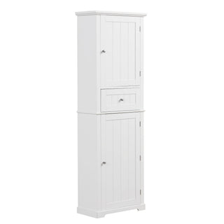Tall Freestanding Bathroom Storage Cabinet With Drawer And Adjustable Shelf