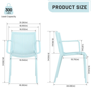 4 Modern Stackable Plastic Armchair Matched With Folding Square Table