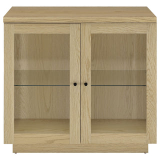 Metro - 2 Door Display Cabinet With Adjustable Shelves - Light Oak