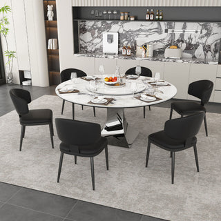 Round Dining Table & 6 Chairs Set - Silver