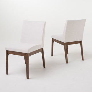 Dining Chairs With Upholstered Seat And Backrest (Set of 2) - Light Beige / Walnut