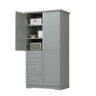 Tall And Wide Storage Cabinet With Doors, 3 Drawers