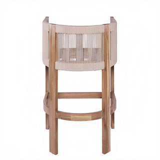 Modern Matera Barstool (Set of 2) With Wraparound Back And Rope - Teak / Beige