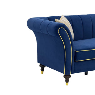 3 Seater Sofa With Rolled Arms, Vertical Channel Tufted Backrest