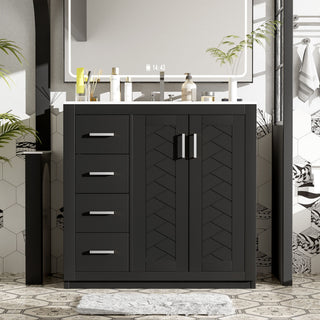 Bathroom Vanity With Sink Combo, Storage Cabinet, Freestanding Set With 3 Drawers & Soft Closing Doors