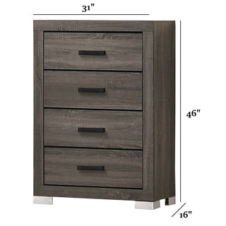 1 Piece Chest Bar Handle Bedroom Furniture With Texture And Clean Lines - Gray