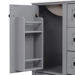Bathroom Vanity With Integrated Basin, Soft Close Drawers, Door Mounted Double Layer Shelf