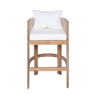 Modern Matera Barstool (Set of 2) With Wraparound Back And Rope - Teak / Beige